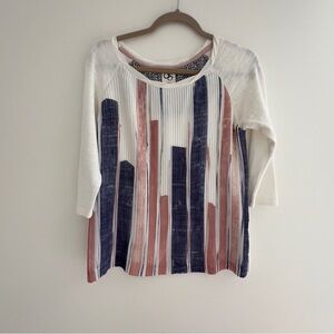 Anthropologie- 3/4 Sleeve Graphic Top- Size Small